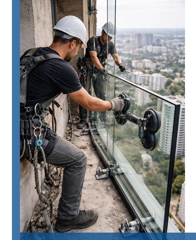 Монтаж стеклянных ограждений под ключ с гарантией в Кореновске