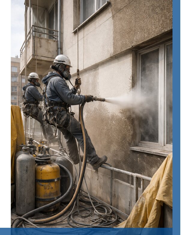 Пескоструйная очистка фасада в Кореновске от 674 р. | ВЫСОТНИК-Кнв