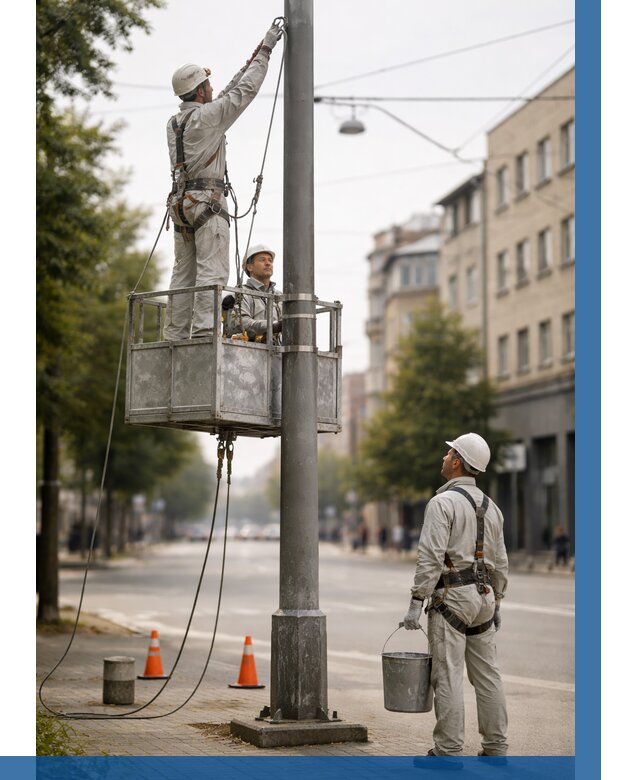 Покраска опор освещения в Кореновске от 5182 р. | ВЫСОТНИК-Кнв