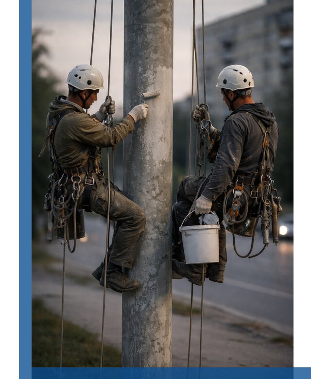 Покраска опор освещения и антикоррозийная защита в Кореновске