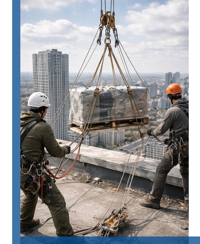 Подъем и монтаж крупногабаритных грузов на крышу в Кореновске