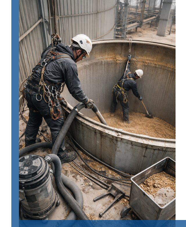 Профессиональная чистка зерновых бункеров в Кореновске с выездом