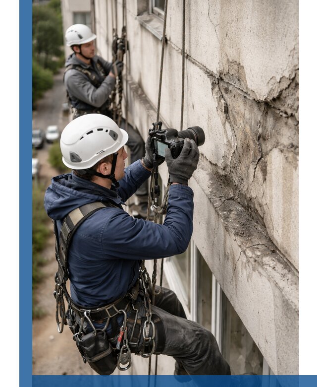 Фотофиксация дефектов фасада с высотной съемкой в Кореновске
