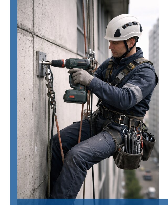 Установка анкерных точек для высотных работ в Кореновске