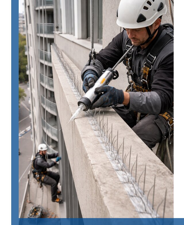 Установка шипов от птиц на фасадах и кровлях в Кореновске